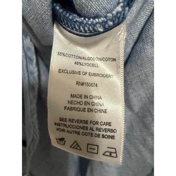 Billy T Womens Desert Embroidered Denim Shirt Blue Cotton Lyocell Cactus Sun M - Picture 10 of 12